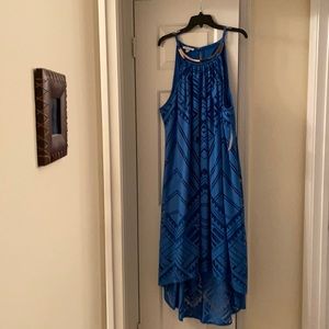 London Times blue dress w/slip, high/low. Sz 22W
